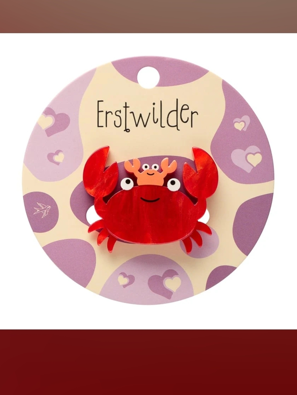 Erstwilder Red Crab Brooch Pin Crabs Simplified Mini Brooch